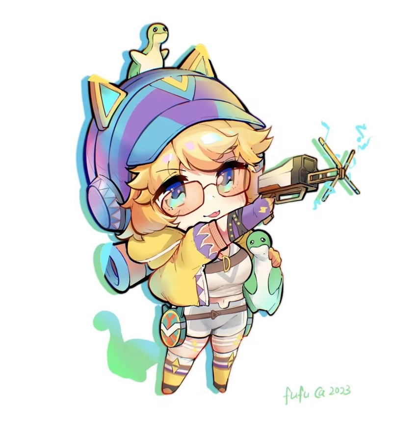 wattson, nessie, and thunder kitty wattson (apex legends) drawn by jianye