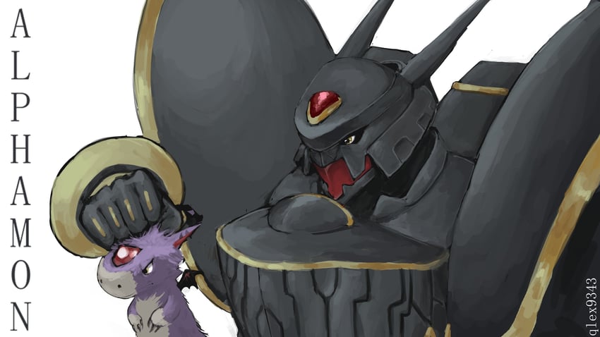 alphamon and dorumon (digimon and 1 more) drawn by qlex_beyond6