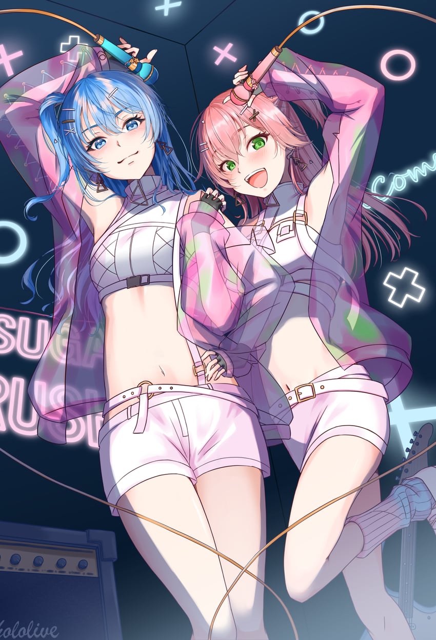 hoshimachi suisei and sakura miko (hololive and 1 more) drawn by takemiya_tsubasa