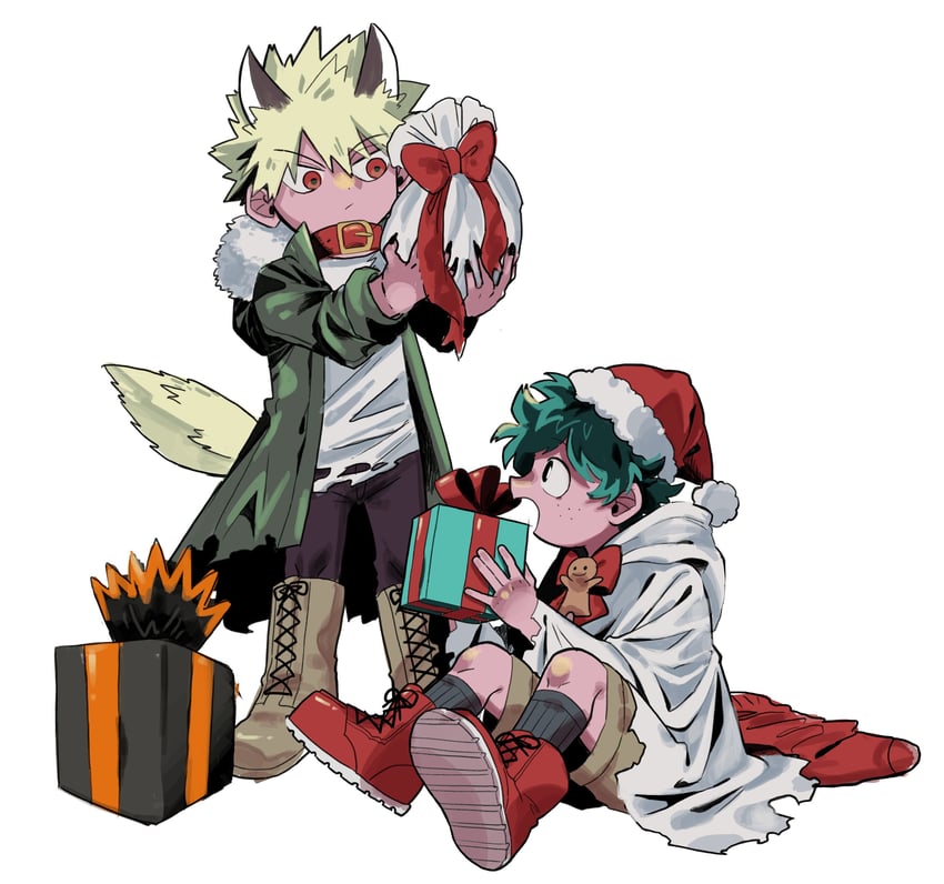 midoriya izuku and bakugou katsuki (boku no hero academia) drawn by niwa2wa_tori