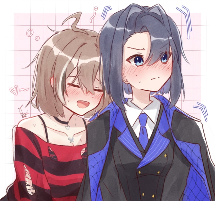 ouro kronii and nanashi mumei (hololive and 2 more) drawn by daikon_keroi