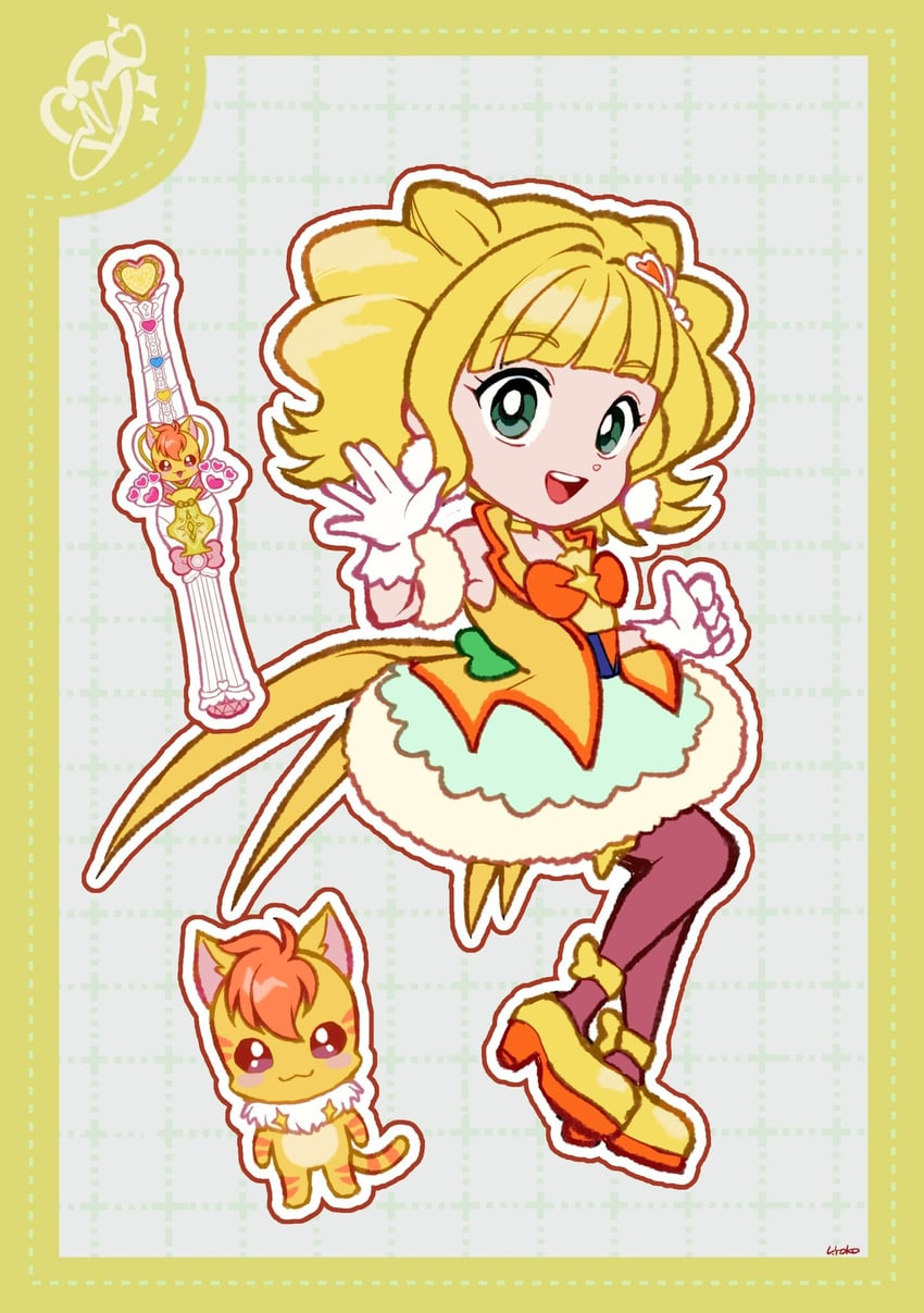 hiramitsu hinata, cure sparkle, and nyatoran (precure and 1 more) drawn by uwded_207