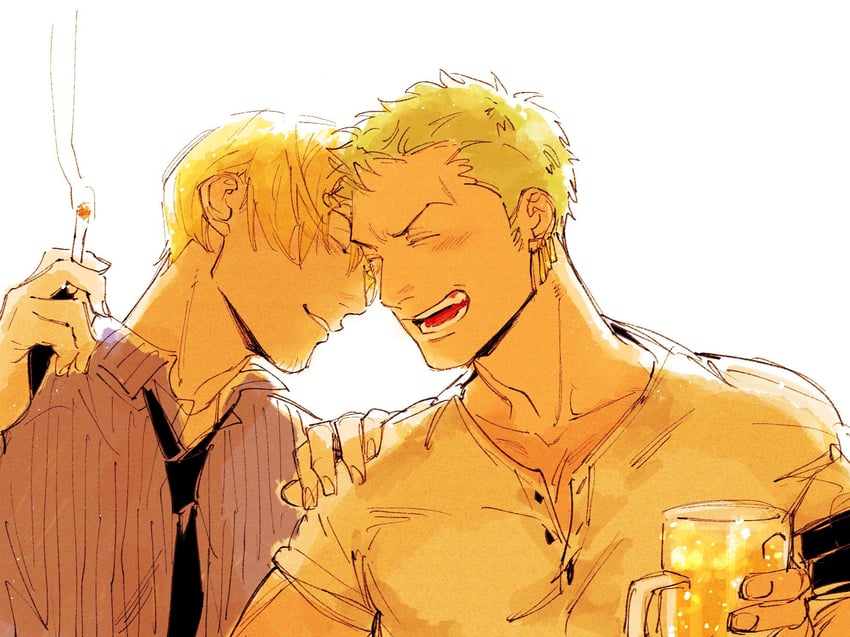 roronoa zoro and sanji (one piece) drawn by kzwtr8