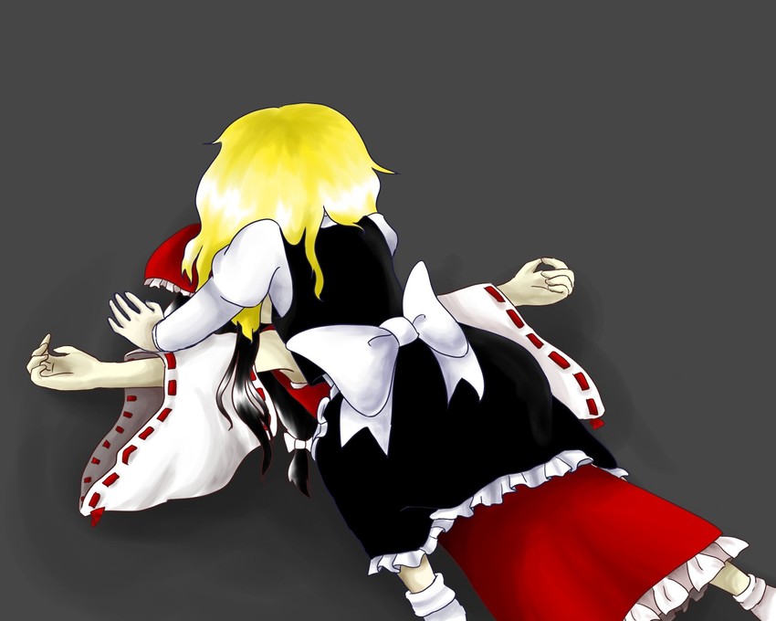 hakurei reimu and kirisame marisa (touhou) drawn by punopo-32