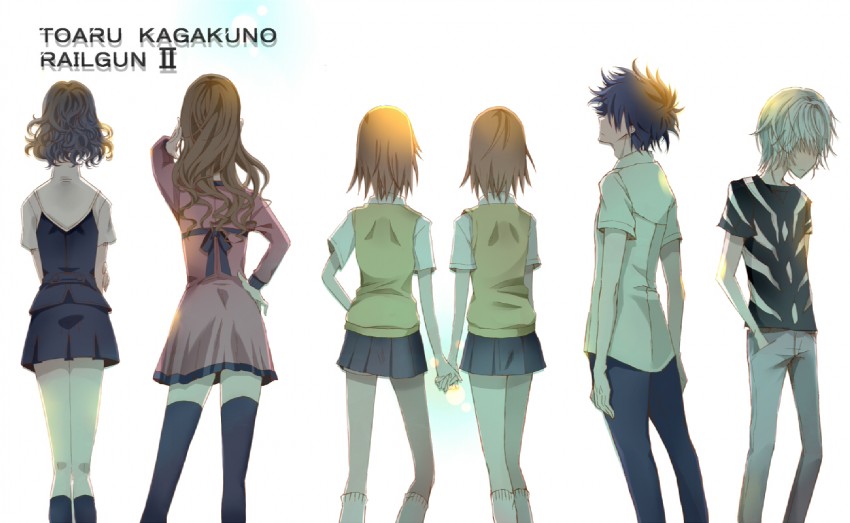 misaka mikoto, kamijou touma, accelerator, misaka imouto, mugino shizuri, and 1 more (toaru majutsu no index and 2 more) drawn by kanata_(mizubenisumutori)