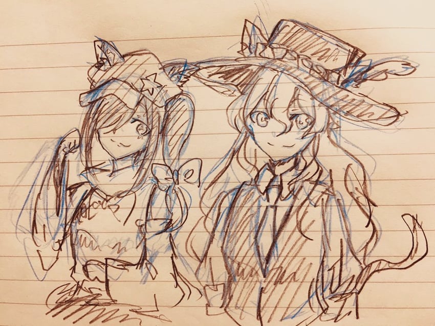 jacket girl and label girl (touhou and 1 more) drawn by rokki_hero