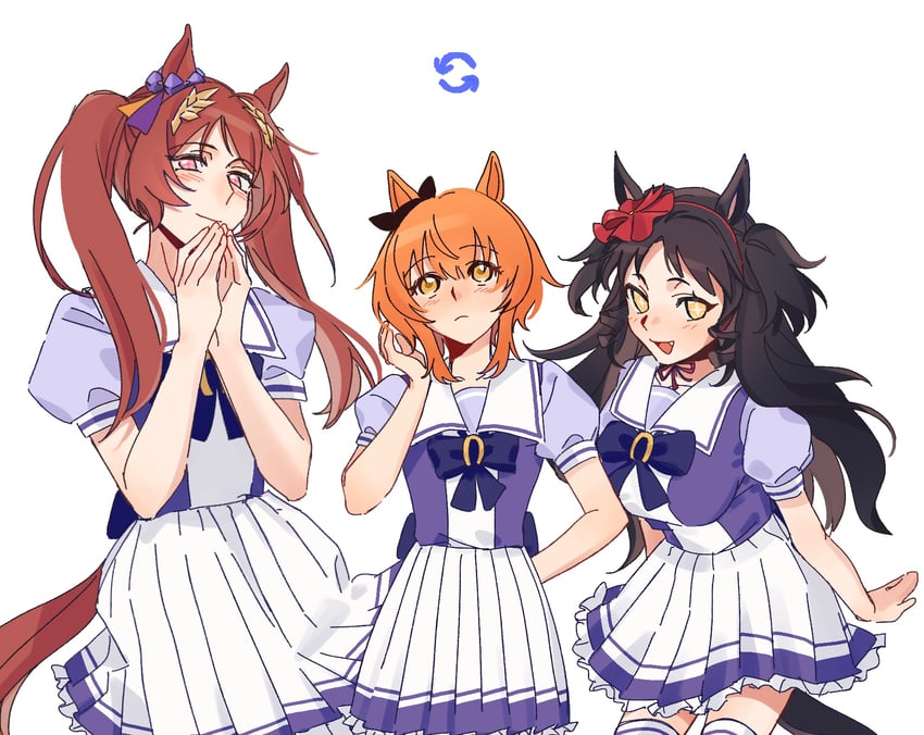 mayano top gun, sakura laurel, and marvelous sunday (umamusume) drawn by tsukiinu_(1174943116)