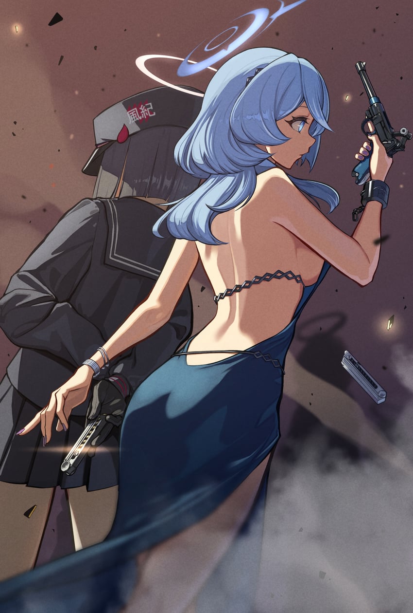 ako and prefect team member (blue archive) drawn by yakupan