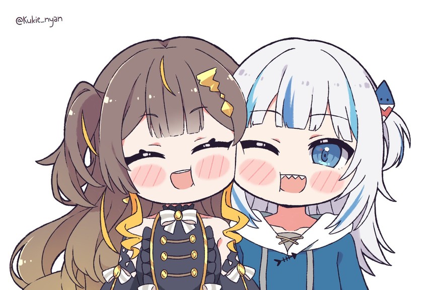 gawr gura and anya melfissa (hololive and 2 more) drawn by kukie-nyan