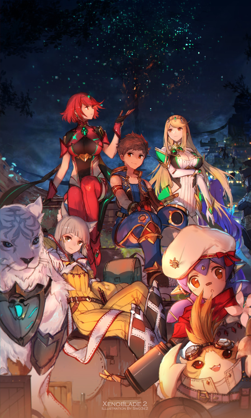pyra, mythra, nia, rex, morag ladair, and 8 more (xenoblade chronicles and 1 more) drawn by swd3e2