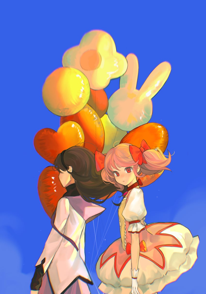 akemi homura and kaname madoka (mahou shoujo madoka magica) drawn by woshiaqiao