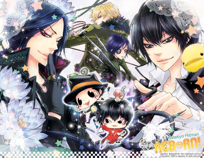 chrome dokuro, rokudou mukuro, hibari kyouya, reborn, dino, and 3 more (katekyo hitman reborn!)