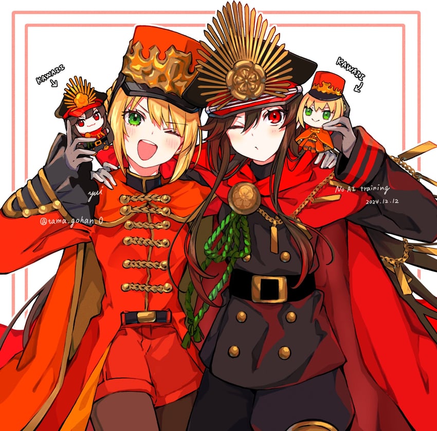 nero claudius and oda nobunaga (fate and 1 more) drawn by yui_(tamagohan)