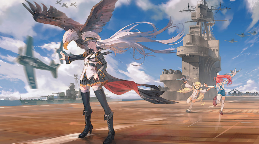 enterprise, eldridge, grim, and bailey (azur lane) drawn by rias-coast