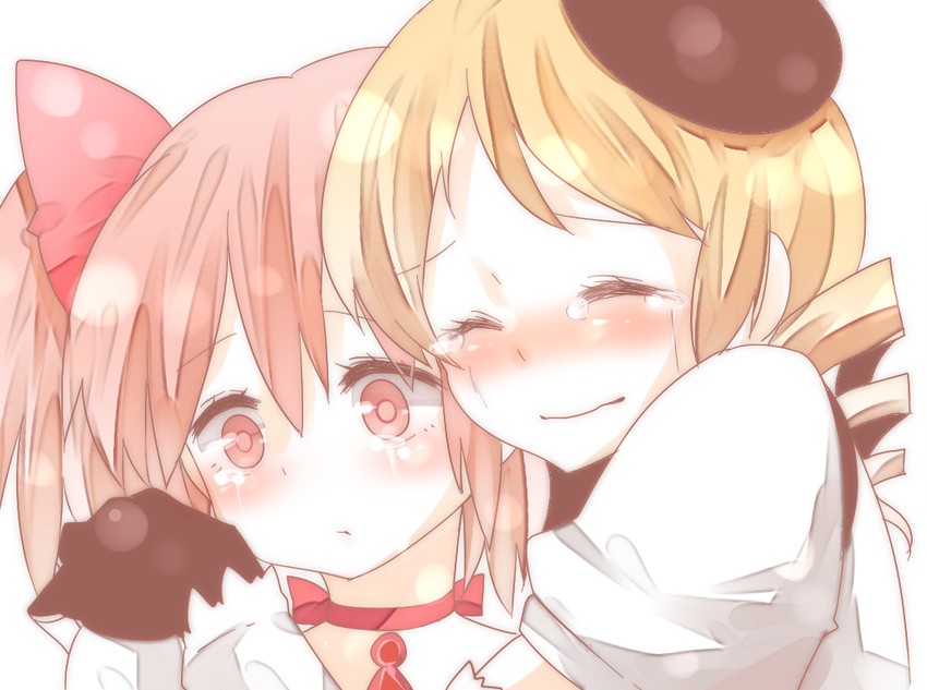 kaname madoka and tomoe mami (mahou shoujo madoka magica) drawn by okannigeru