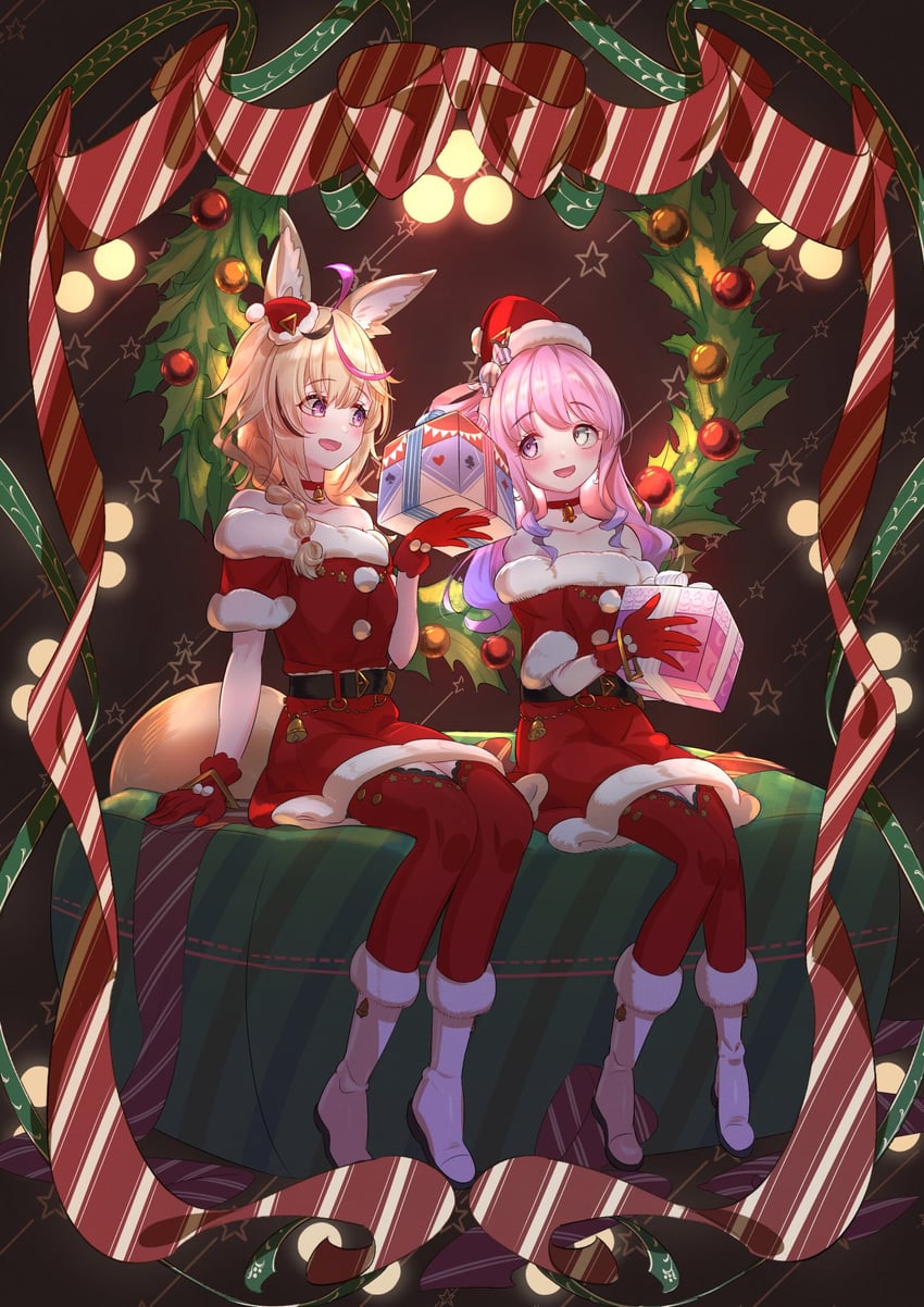 omaru polka and himemori luna (hololive) drawn by mahizombie