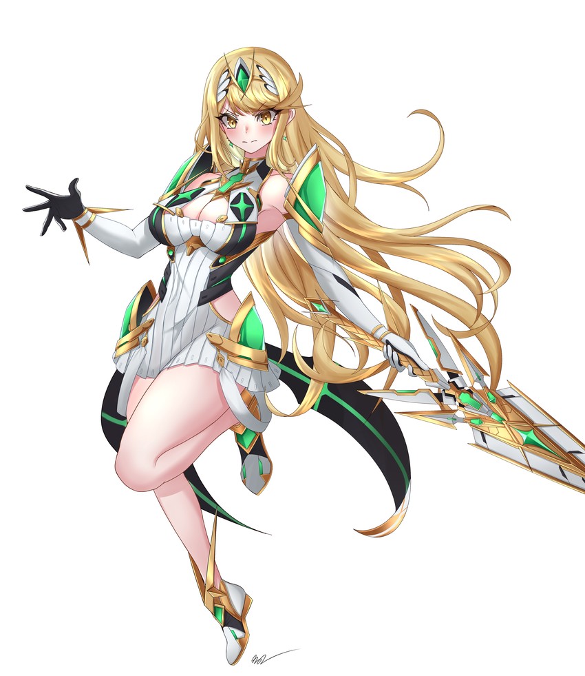 mythra (xenoblade chronicles and 1 more) drawn by nithros
