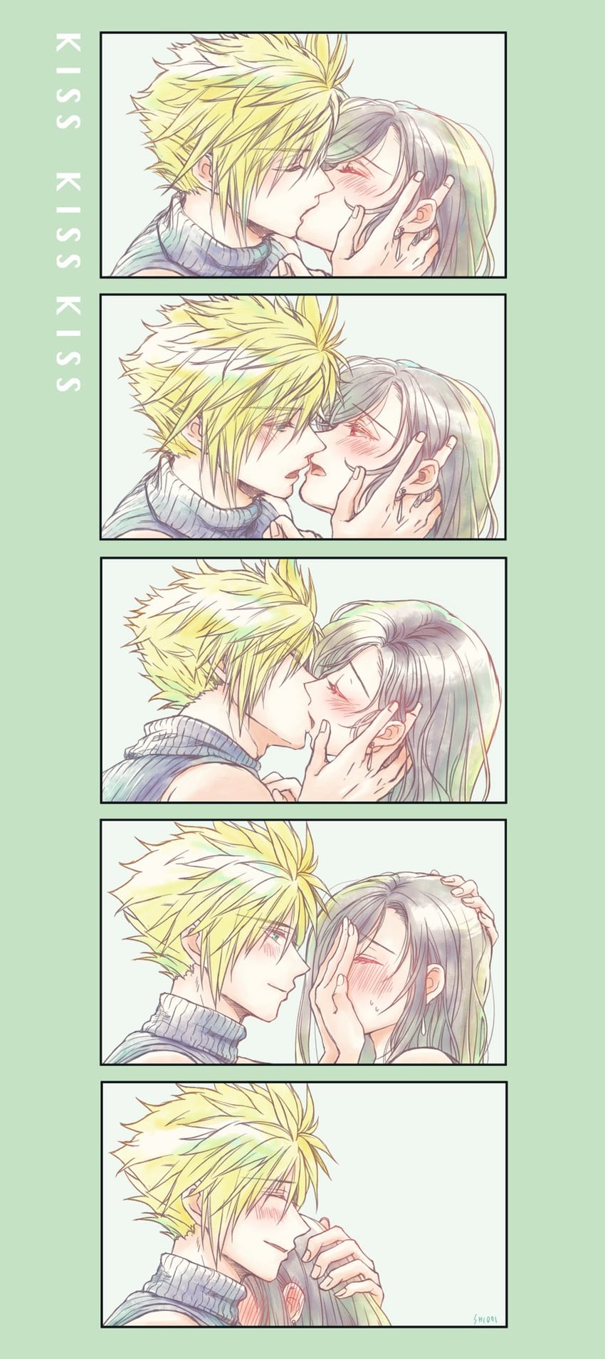 tifa lockhart and cloud strife (final fantasy and 2 more) drawn by shiori8_ff