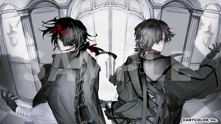 vox akuma and vezalius bandage (nijisanji and 1 more) drawn by marikin021