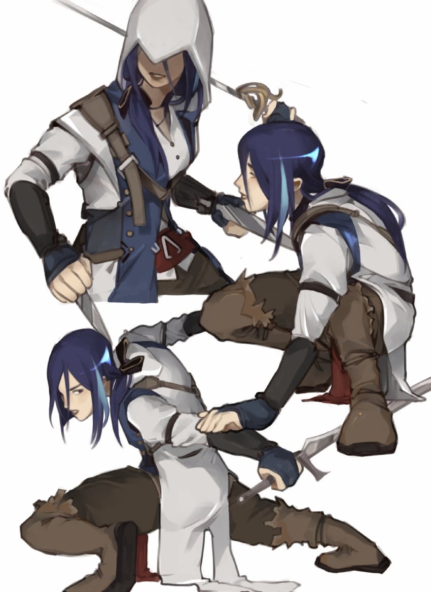 clorinde and connor kenway (genshin impact and 2 more) drawn by xivahtune