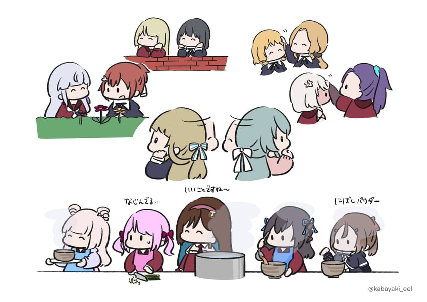 kon kanaho, miyagawa takane, yuuki yuuna, tougou mimori, sadamori himeka, and 10 more (assault lily and 2 more) drawn by kabayaki_(kabayaki_eel)