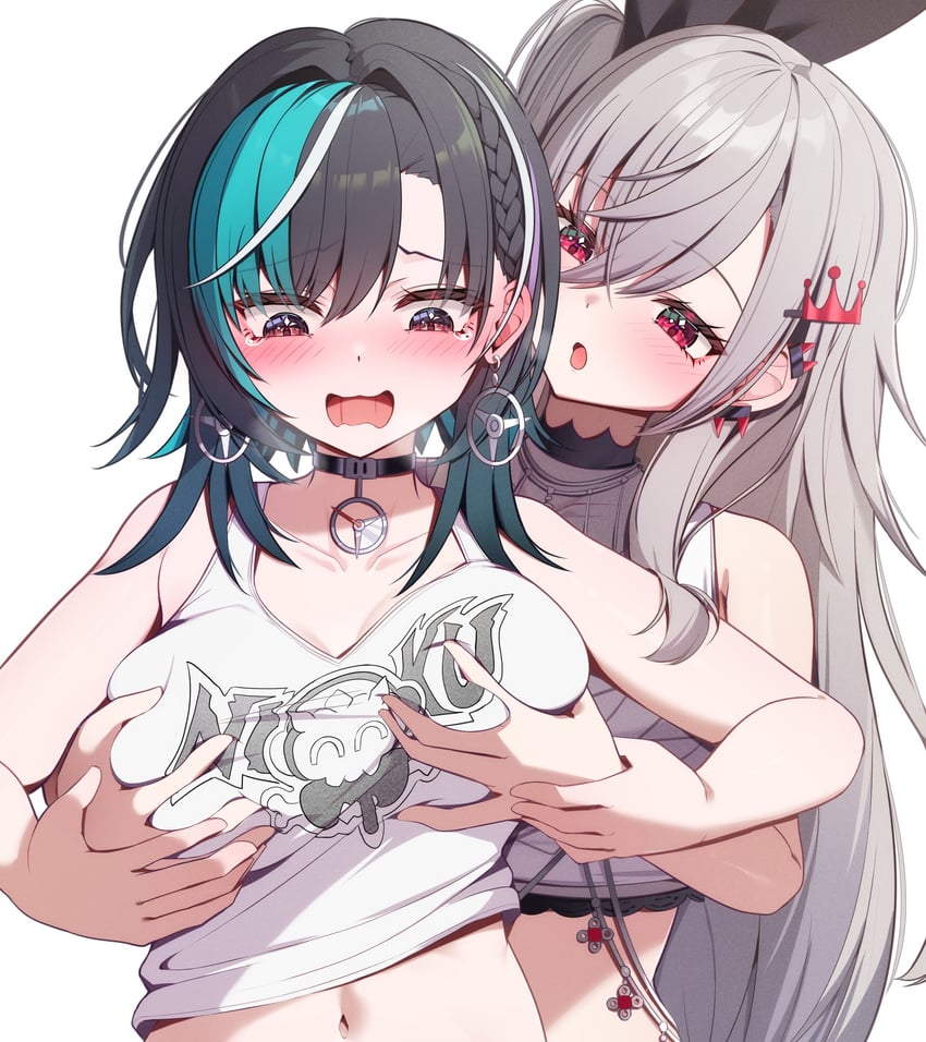 rindo chihaya and isaki riona (hololive and 1 more) drawn by akuame_(ring3922)