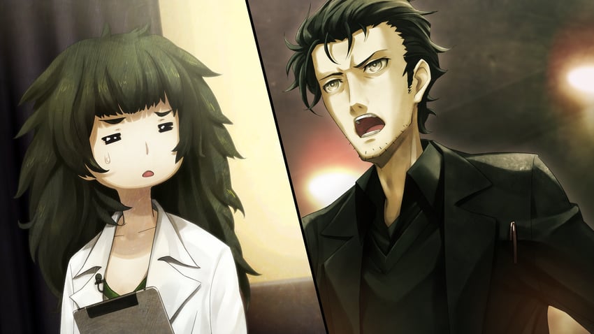 okabe rintarou and hiyajou maho (steins;gate and 1 more) drawn by huke