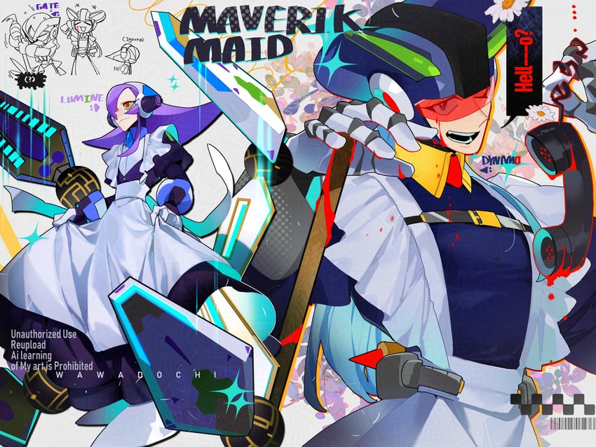 dynamo and lumine (mega man and 1 more) drawn by wawadochi