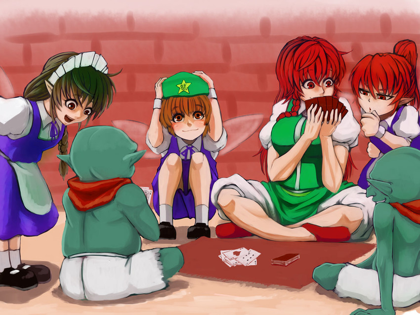 hong meiling, fairy maid, and hobgoblin (touhou) drawn by koyubi_(littlefinger1988)