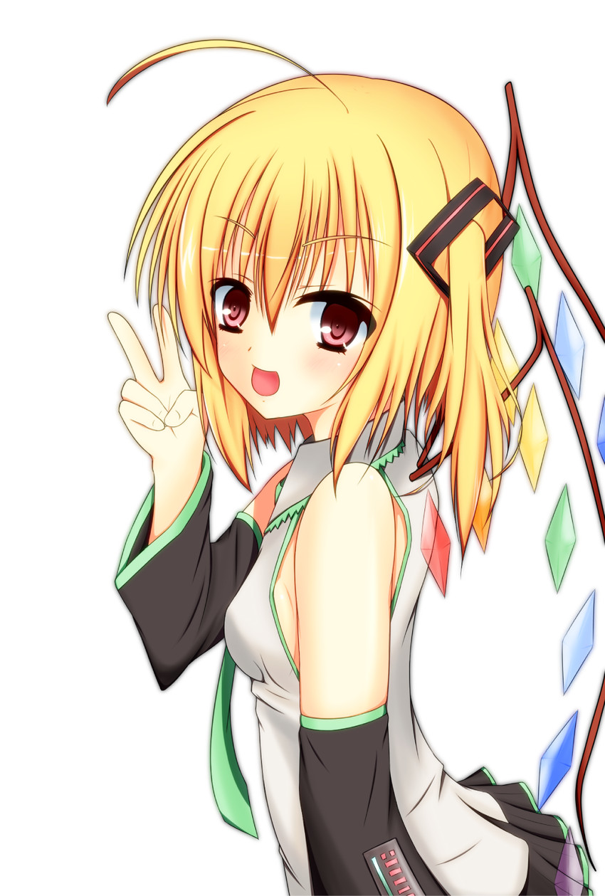 hatsune miku and flandre scarlet (touhou and 1 more) drawn by harpness