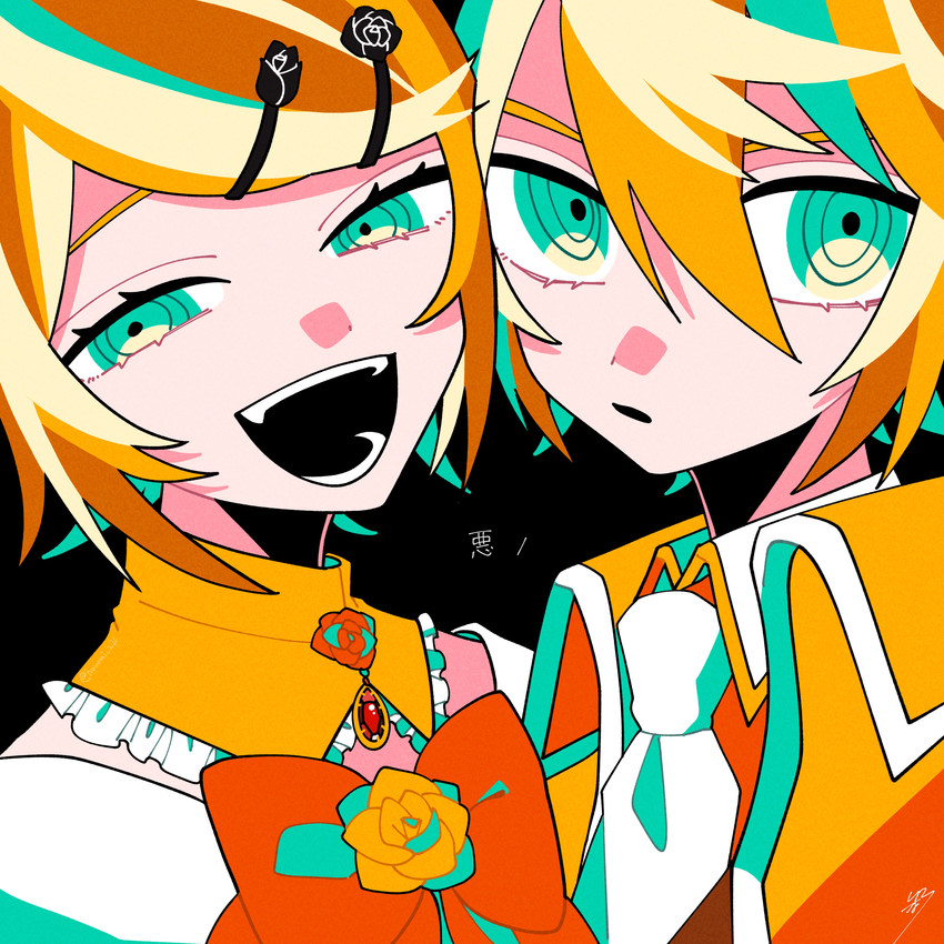 kagamine rin, kagamine len, riliane lucifen d'autriche, and allen avadonia (vocaloid and 3 more) drawn by iroha_(hourai_24)