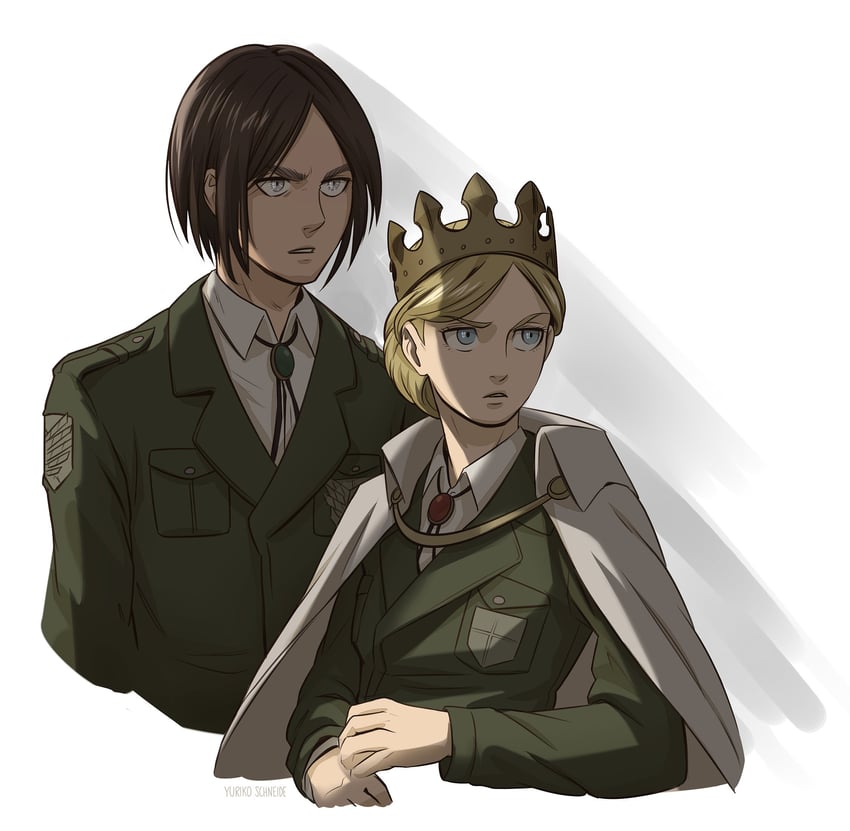 eren yeager and krista lenz (shingeki no kyojin) drawn by yurikoschneide