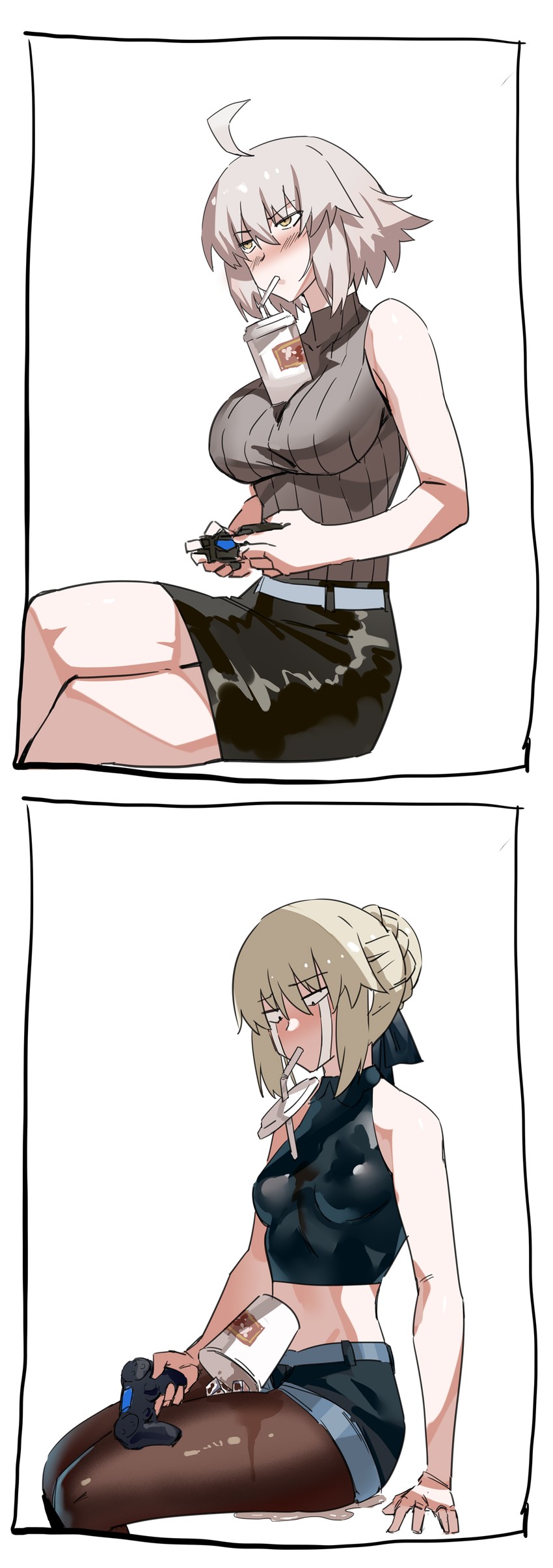 artoria pendragon, jeanne d'arc alter, and saber alter (fate and 1 more) drawn by club3