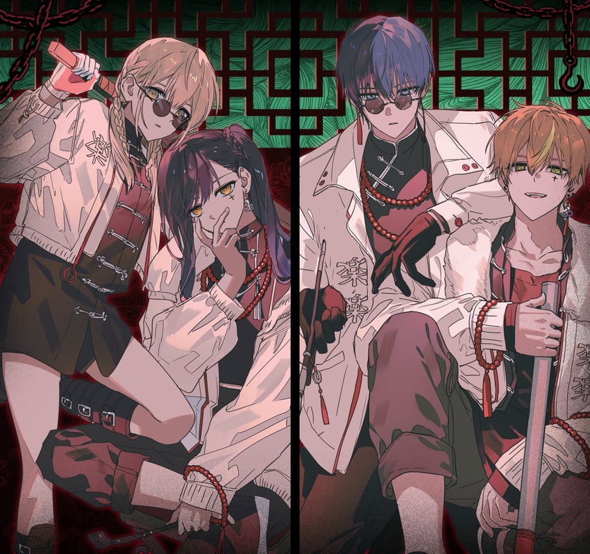 shinonome akito, shiraishi an, aoyagi touya, and azusawa kohane (project sekai and 1 more) drawn by fujo0t4ku