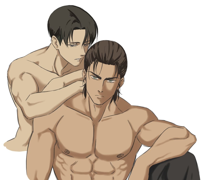 eren yeager and levi (shingeki no kyojin) drawn by raiza_(raiza_delatorre)