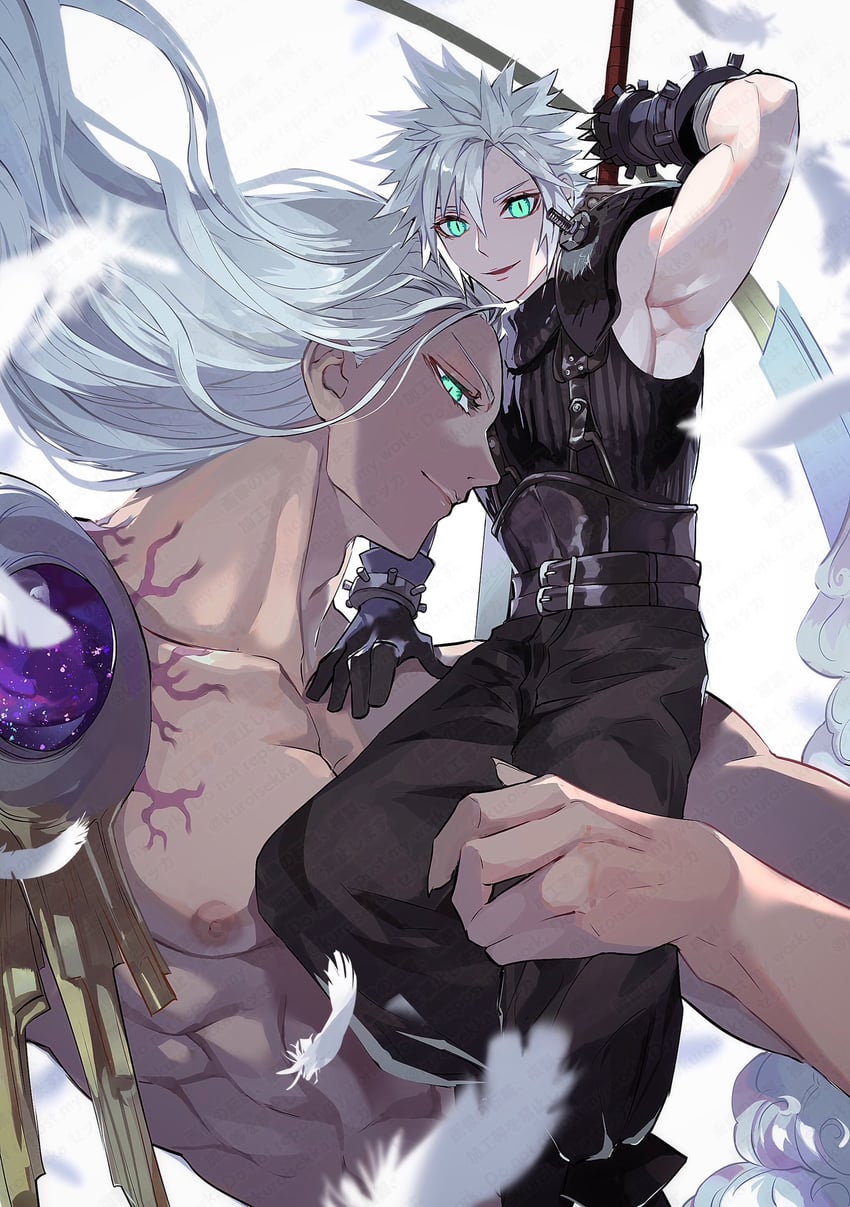 cloud strife, sephiroth, and safer sephiroth (final fantasy and 1 more) drawn by kuroisekka