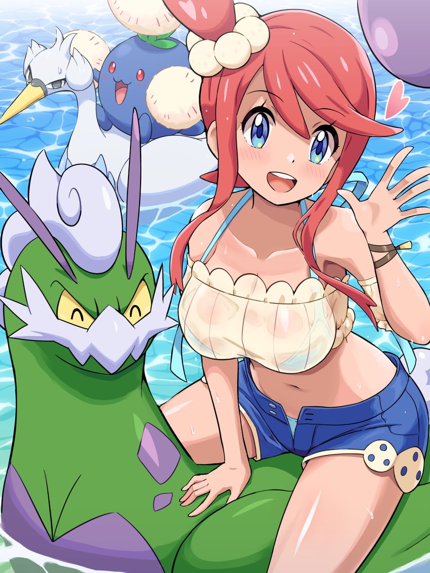 skyla, jumpluff, swanna, and tornadus (pokemon and 1 more) drawn by pokemoa