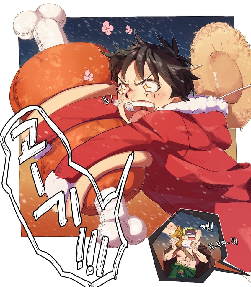 monkey d. luffy and roronoa zoro (one piece) drawn by babpiece