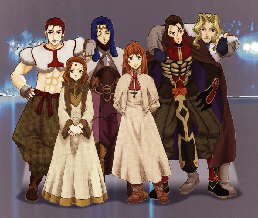 krelian, sophia, queen zephyr, lacan, roni fatima, and 1 more (xenogears) drawn by puruu
