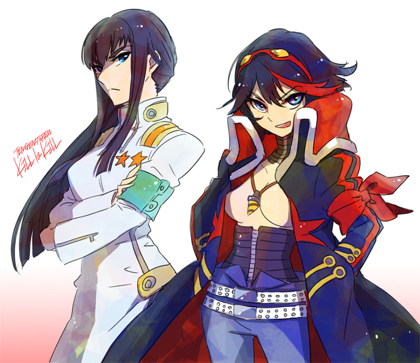 matoi ryuuko, kiryuuin satsuki, simon, and rossiu adai (kill la kill and 1 more) drawn by pokira