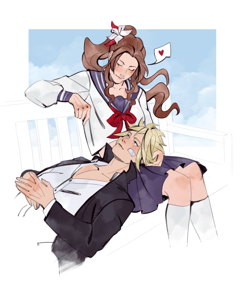 tifa lockhart, cloud strife, and aerith gainsborough (final fantasy and 2 more) drawn by robasarel