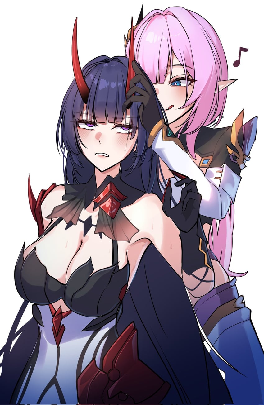 elysia and raiden mei (honkai and 1 more) drawn by kamishiro_noa