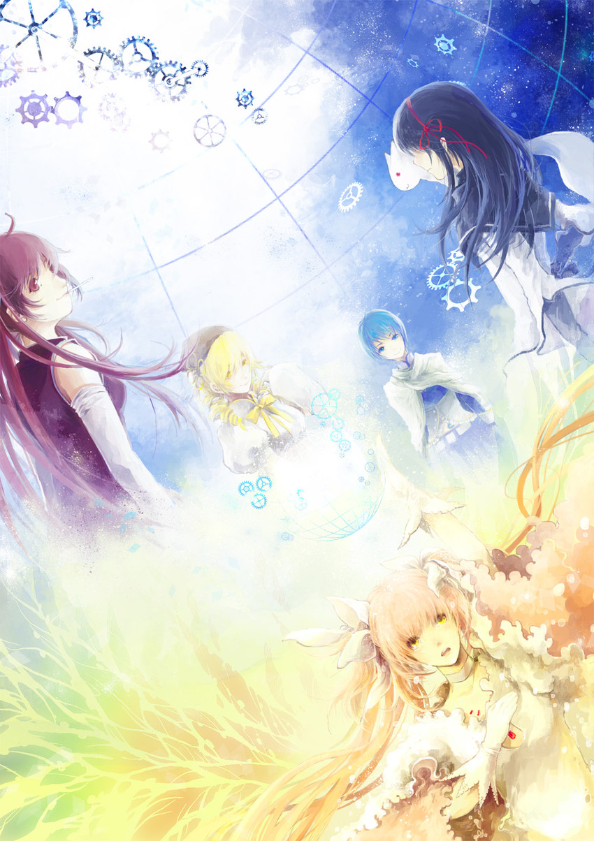 akemi homura, kaname madoka, miki sayaka, sakura kyoko, tomoe mami, and 2 more (mahou shoujo madoka magica) drawn by aocean