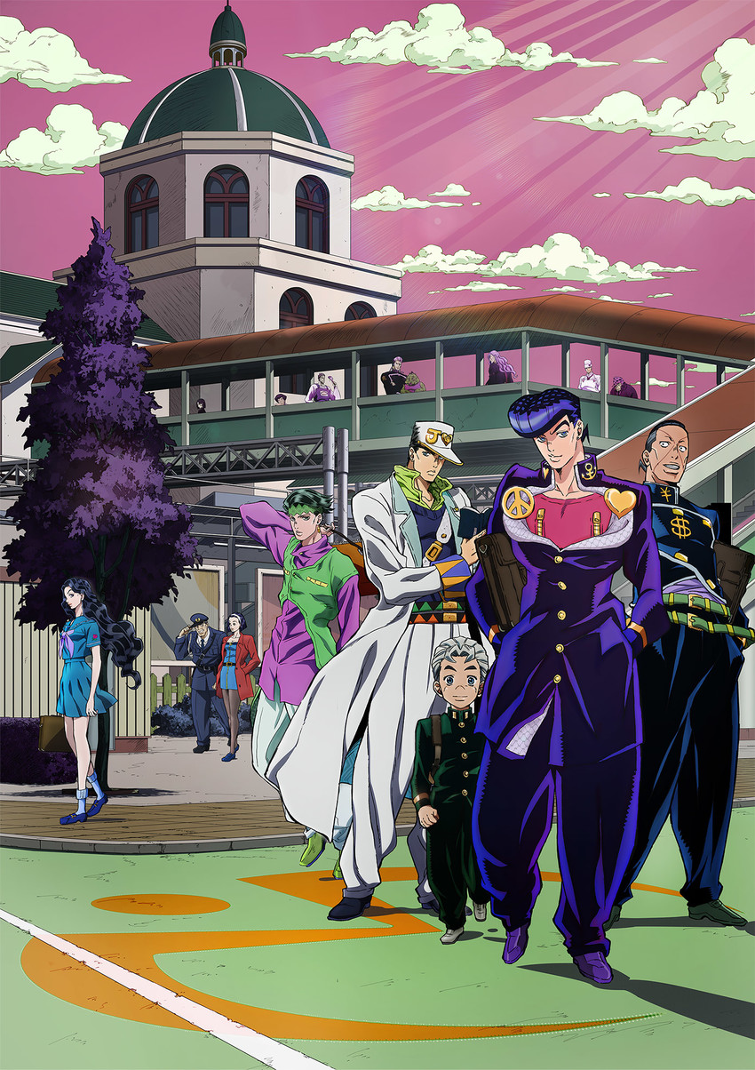 joseph joestar, kujo jotaro, higashikata josuke, kishibe rohan, nijimura okuyasu, and 11 more (jojo no kimyou na bouken and 1 more)