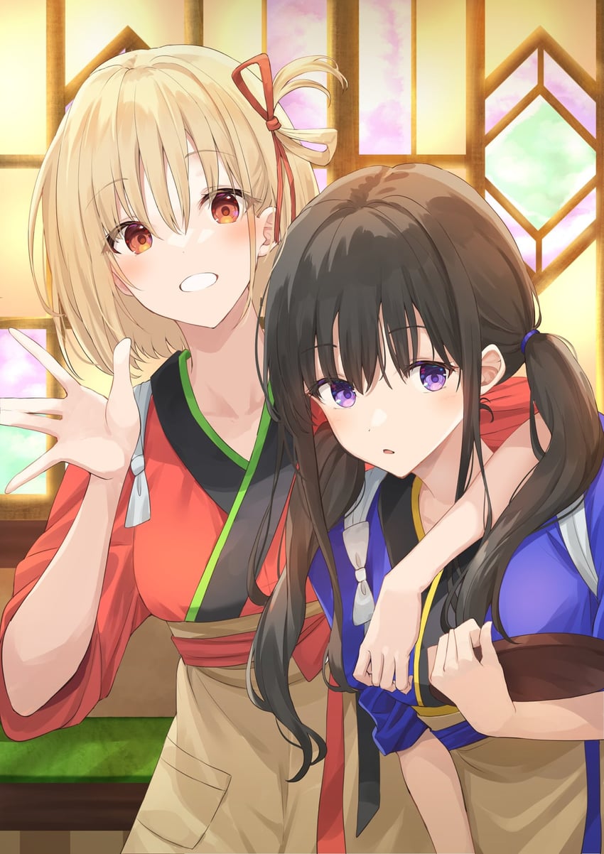 nishikigi chisato and inoue takina (lycoris recoil) drawn by kanaria_hisagi