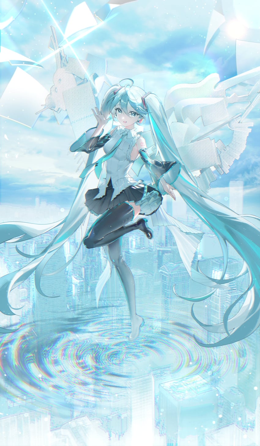 hatsune miku (vocaloid and 1 more) drawn by r_aeel