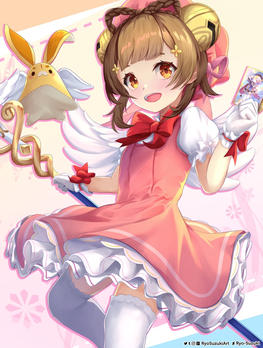 kinomoto sakura, qiqi, yaoyao, and yuegui (genshin impact and 1 more) drawn by ryo-suzuki