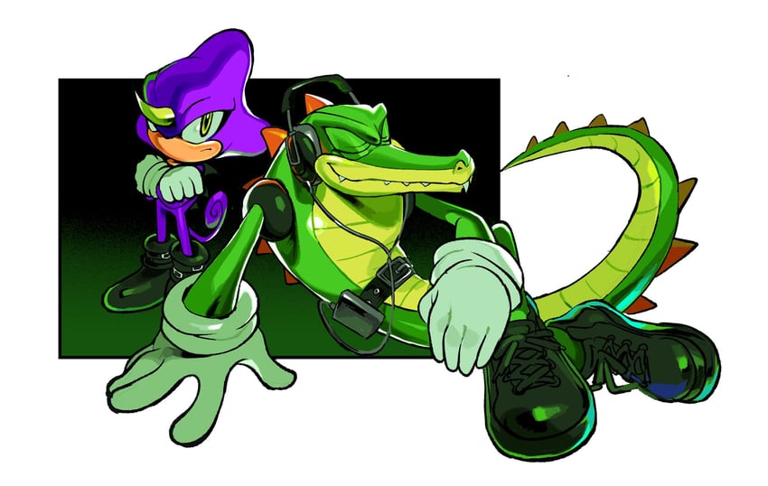 espio the chameleon and vector the crocodile (sonic) drawn by tokiwa757