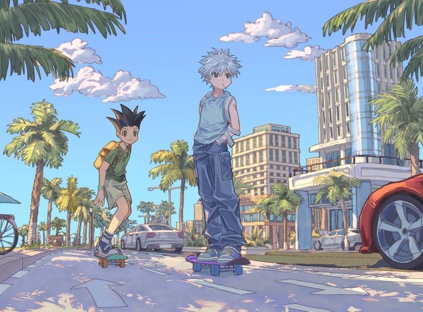 killua zoldyck and gon freecss (hunter x hunter) drawn by goodkids_1