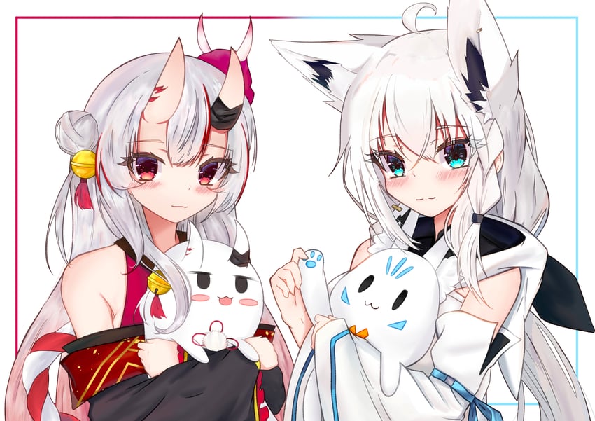 shirakami fubuki, nakiri ayame, sukonbu, and poyoyo (hololive) drawn by miaruri